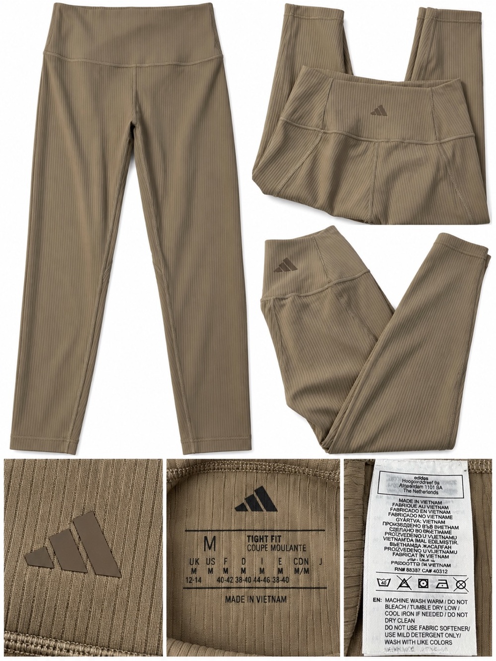 adidas All Me Ribbed Tight-Fit Leggings